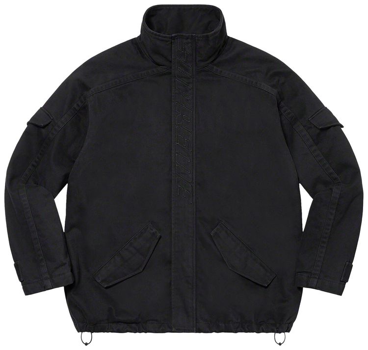 Supreme Brushed Twill Zip Jacket Black