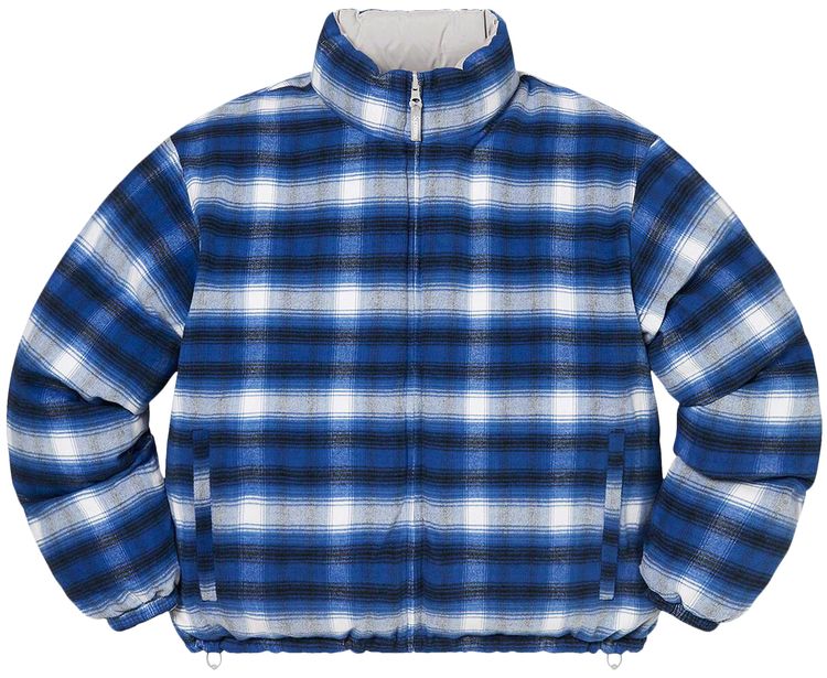 Supreme Flannel Reversible Puffer Jacket Grey