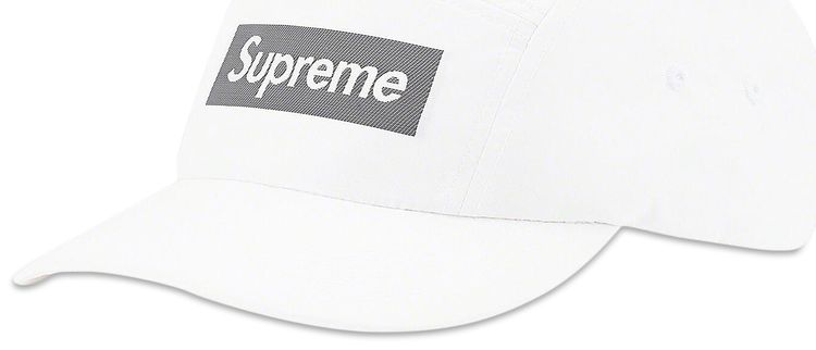 Supreme Reflective Jacquard Logo Camp Cap White