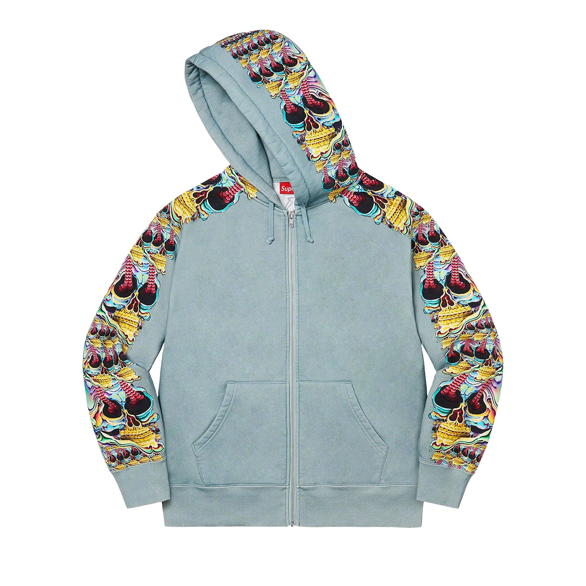 Buy Supreme Skulls Zip Up Hooded Sweatshirt 'Light Slate