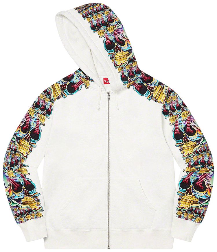 Supreme Skulls Zip Up Hooded Sweatshirt White