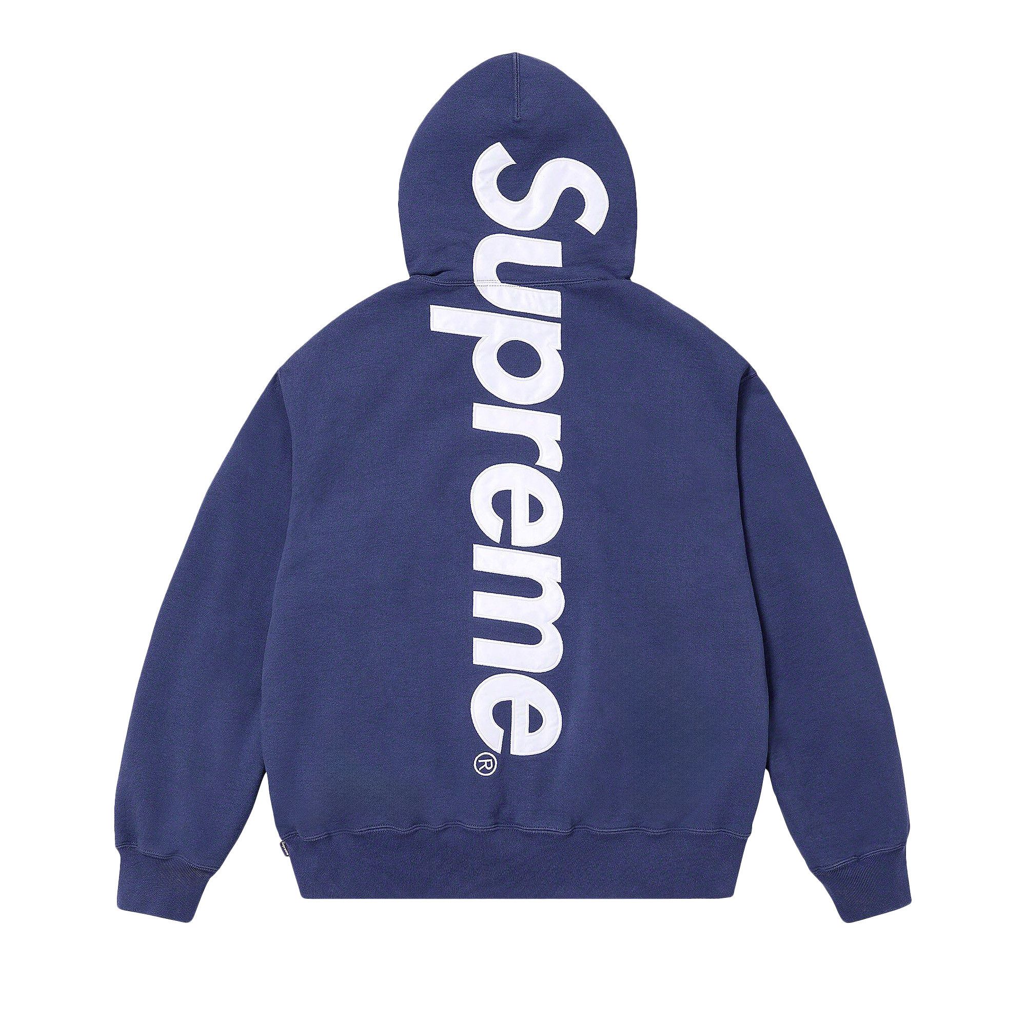 Buy Supreme Satin Appliqué Hooded Sweatshirt 'Navy' - FW22SW34
