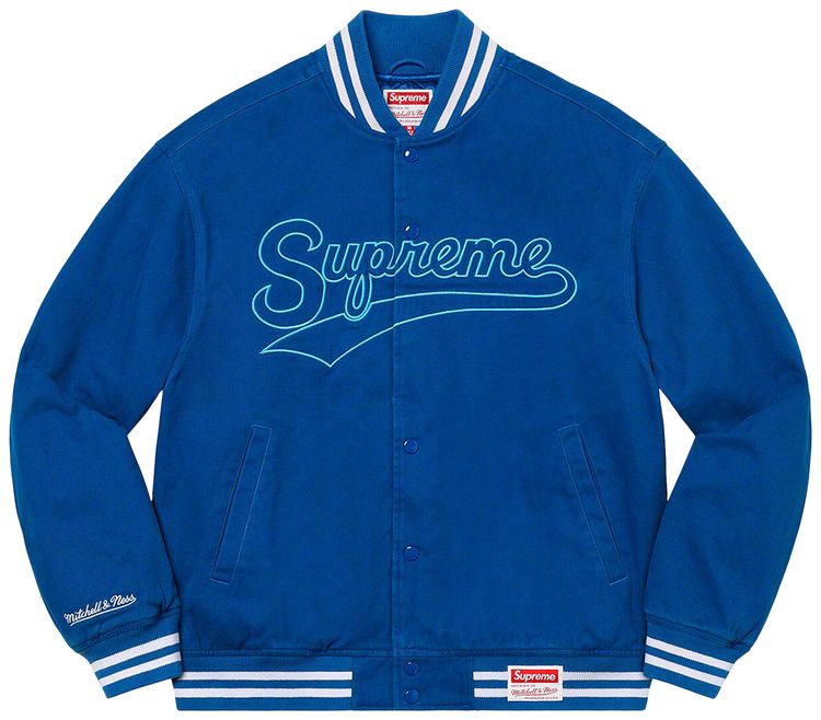 Supreme x Mitchell  Ness Doughboy Twill Varsity Jacket Blue
