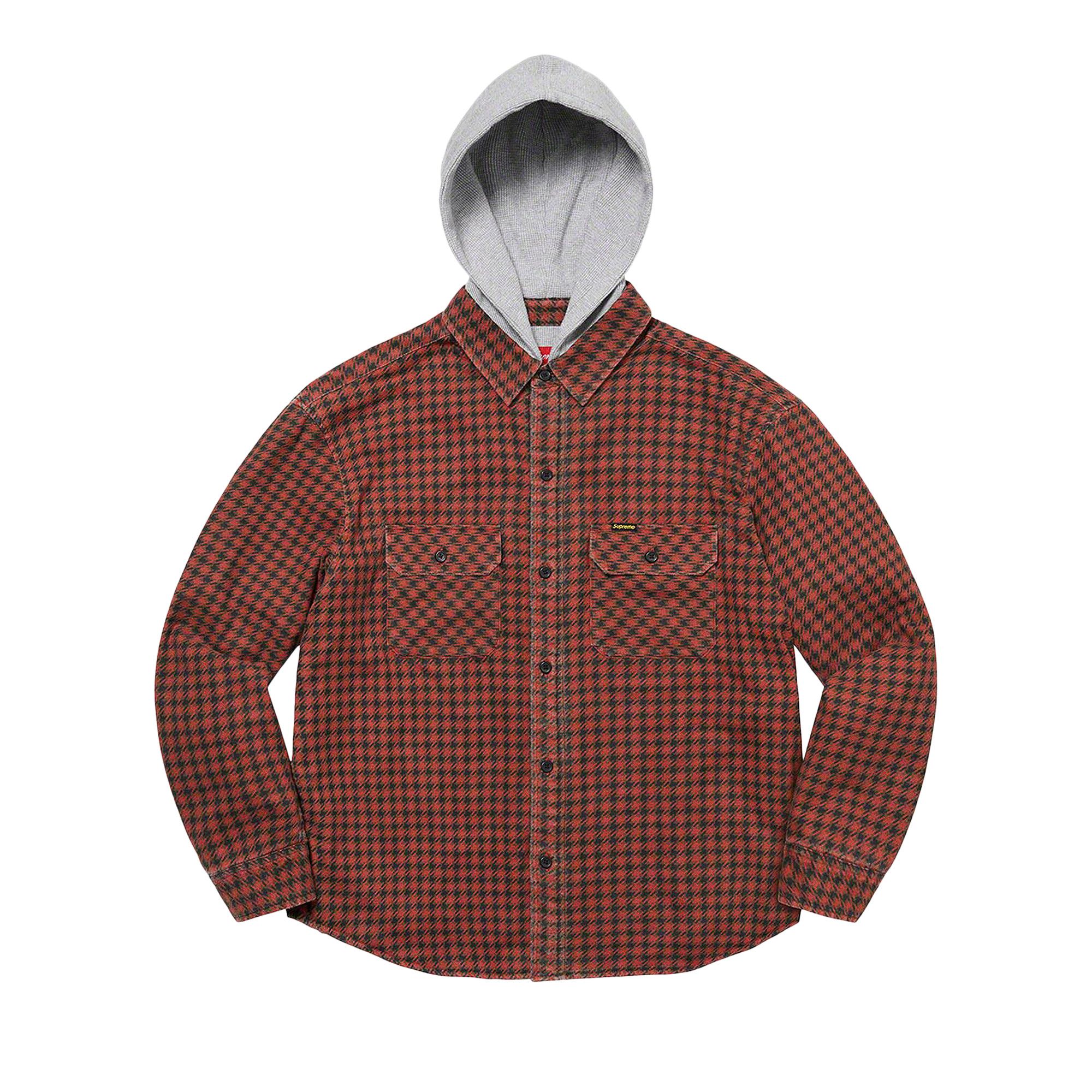 Buy Supreme Houndstooth Flannel Hooded Shirt 'Red' - FW22S21 RED