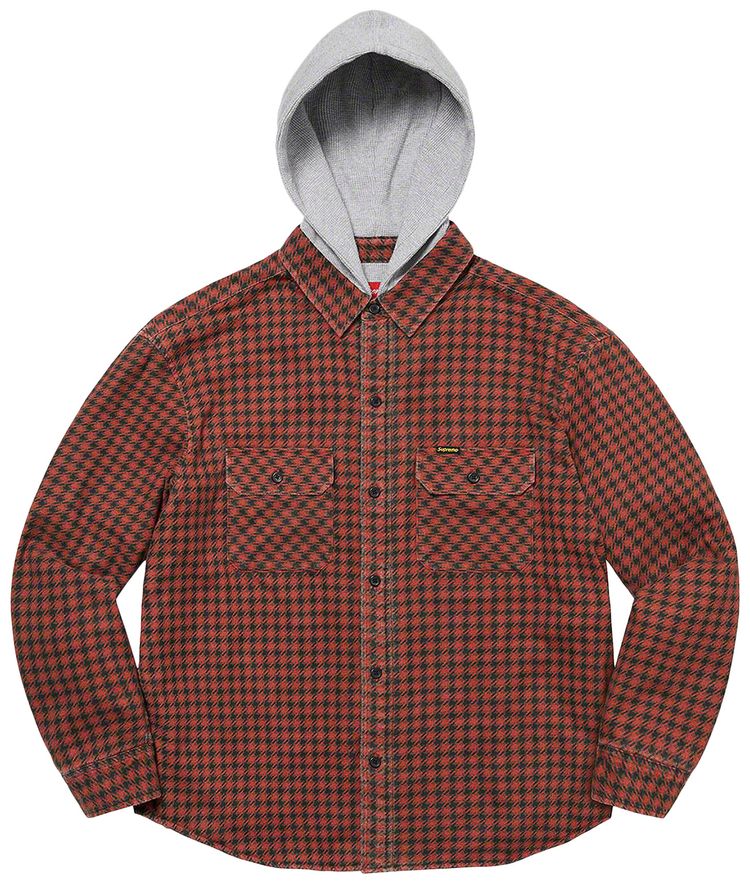 Buy Supreme Houndstooth Flannel Hooded Shirt 