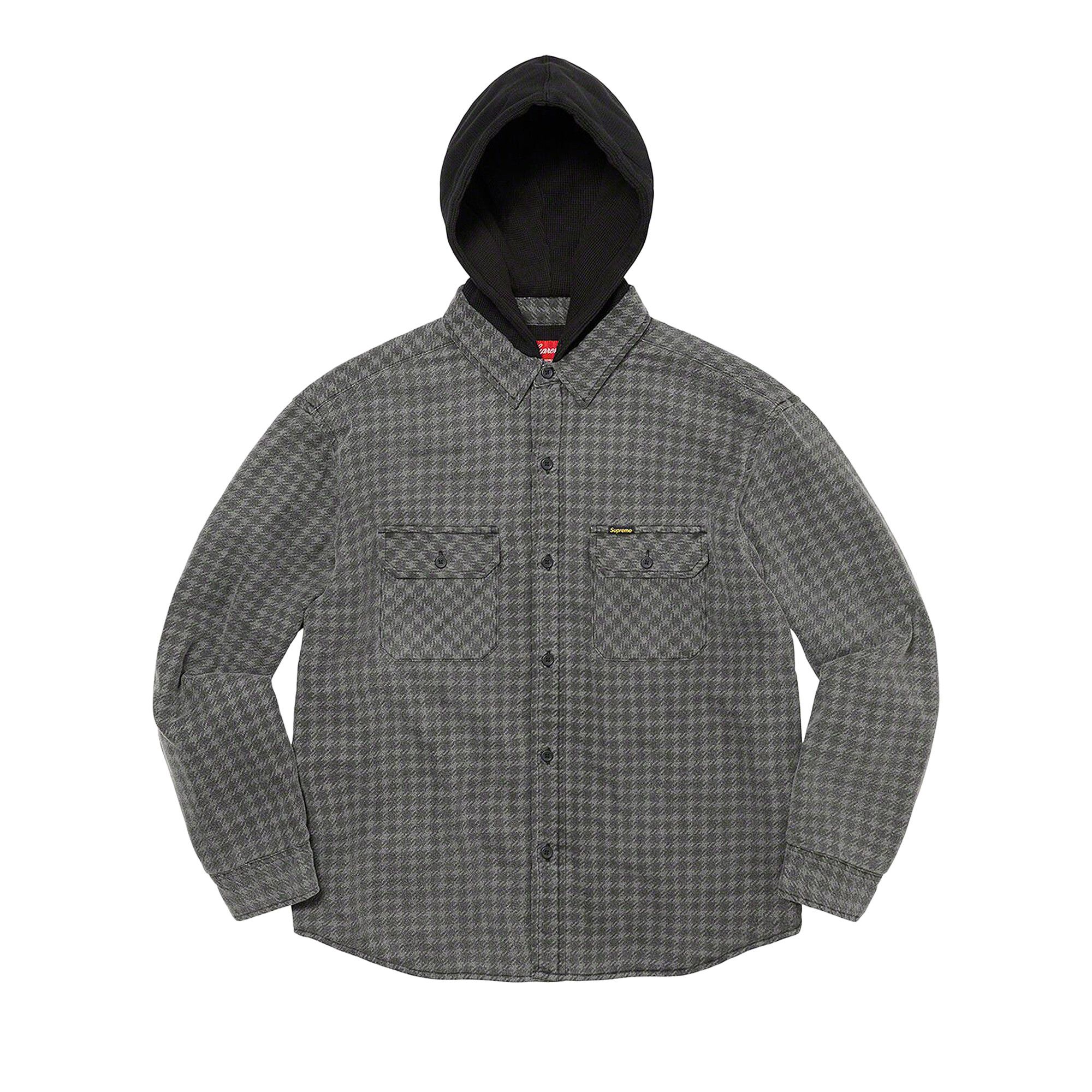 Buy Supreme Houndstooth Flannel Hooded Shirt 'Black' - FW22S21 BLACK | GOAT  CA