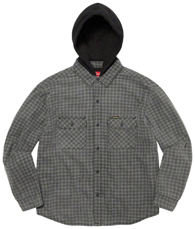 Buy Supreme Houndstooth Flannel Hooded Shirt 