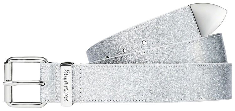 Supreme Glitter Vinyl Ranger Belt Silver