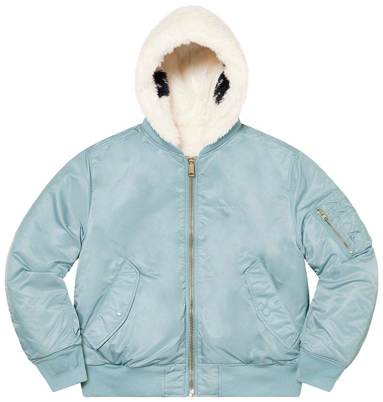 Supreme Faux Fur Reversible MA 1 Light Blue