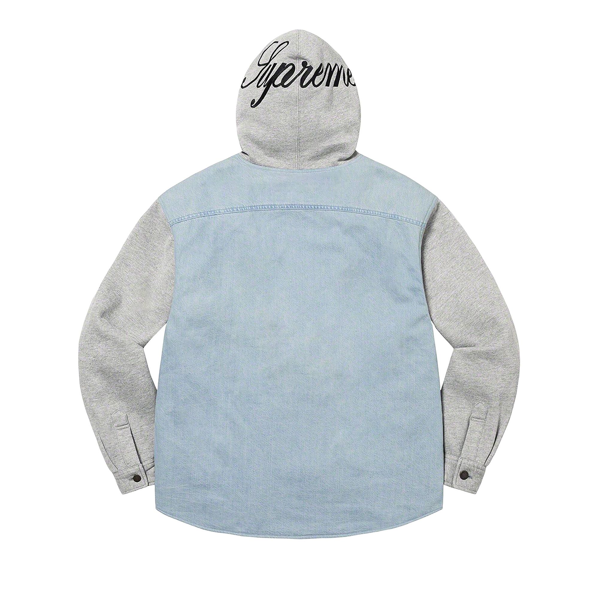 Size s Supreme Fleece Hooded Denim Shirt 'Blue'