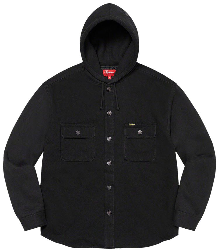 Supreme Fleece Hooded Denim Shirt Black
