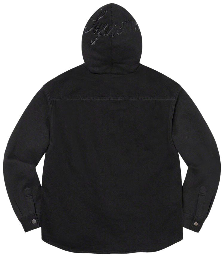 Supreme Fleece Hooded Denim Shirt Black