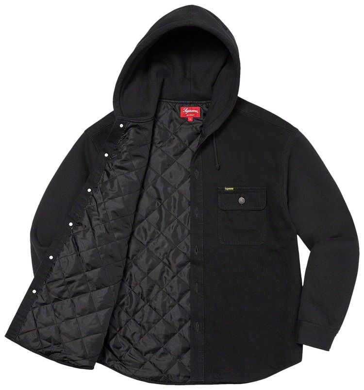 Supreme Fleece Hooded Denim Shirt Black