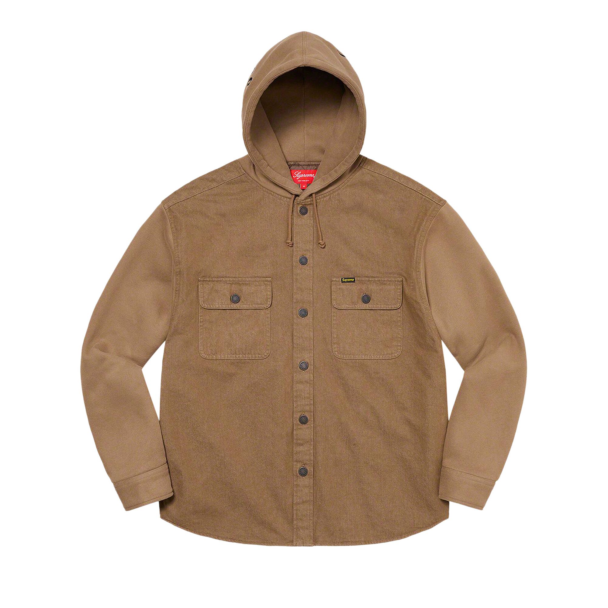 Supreme Fleece Hooded Denim Shirt Brown Men\u0027s - FW22 - GB 