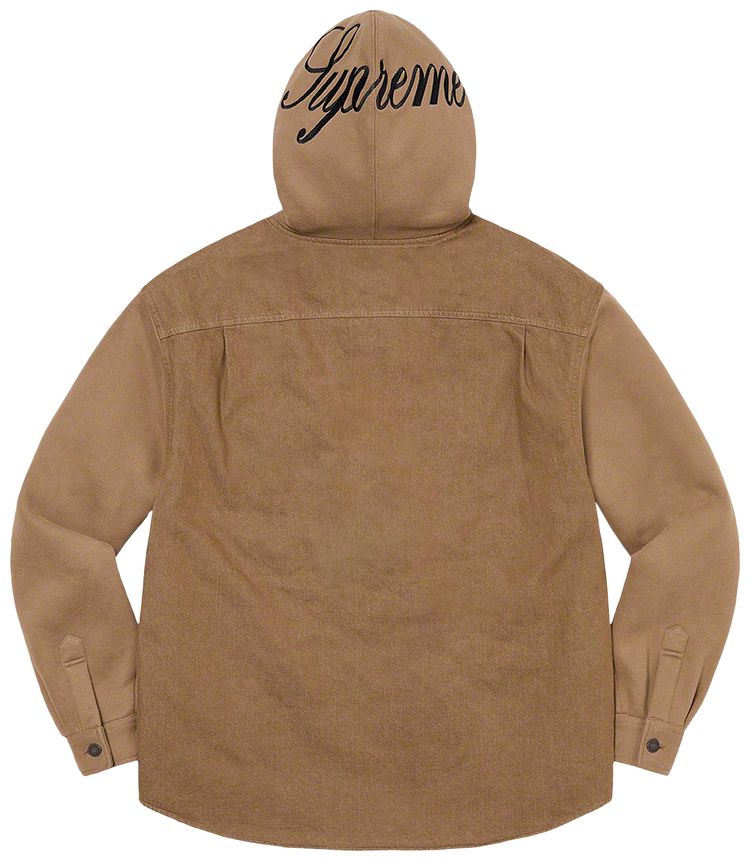 Supreme Fleece Hooded Denim Shirt Brown