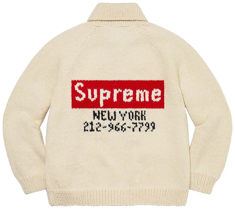Supreme Box Logo Cowichan Sweater Natural
