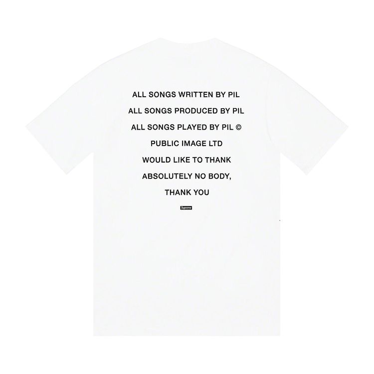 Supreme x PiL Tee White