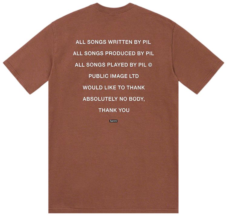 Supreme x PiL Tee Brown