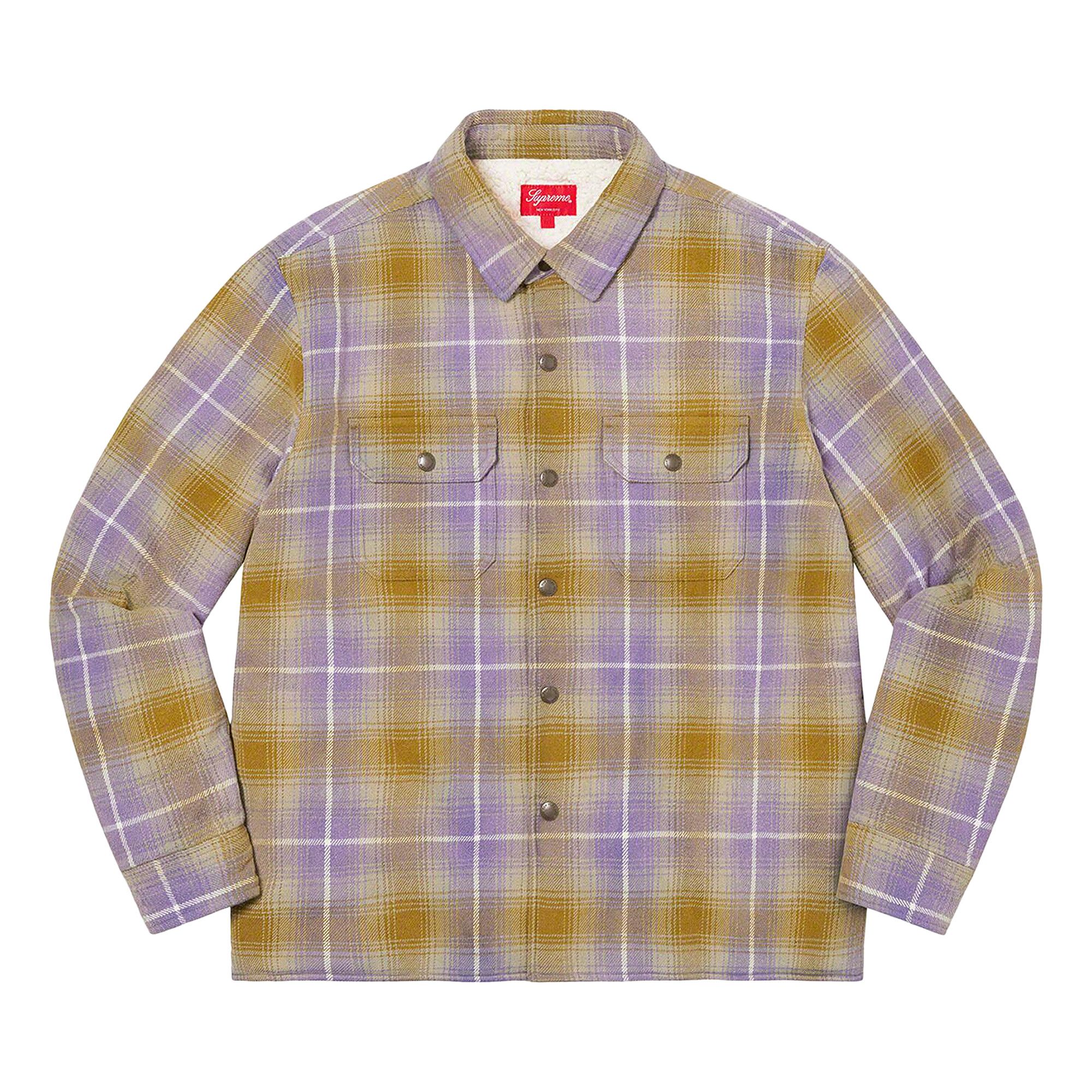 Buy Supreme Shearling Lined Flannel Shirt 'Olive' - FW22S15