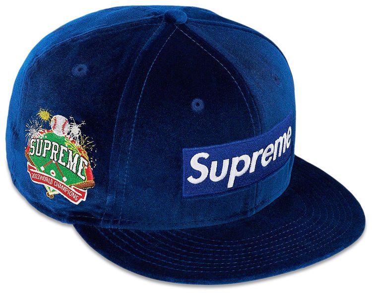 Supreme Velour Box Logo New Era Navy