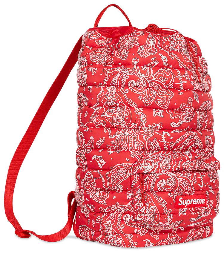 Supreme Puffer Backpack Red Paisley
