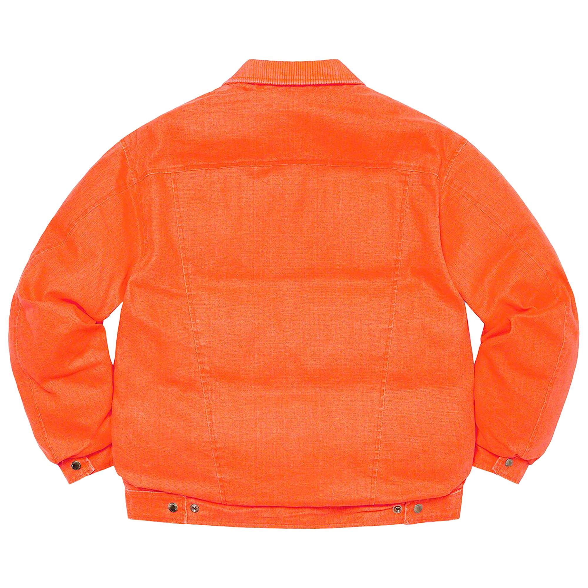 Buy Supreme x Schott Canvas Down Trucker Jacket 'Neon Orange