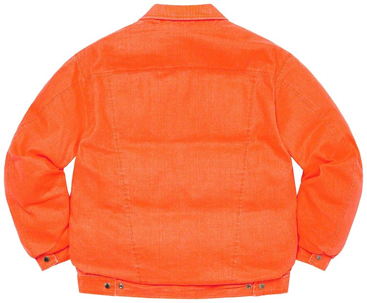Supreme x Schott Canvas Down Trucker Jacket Neon Orange