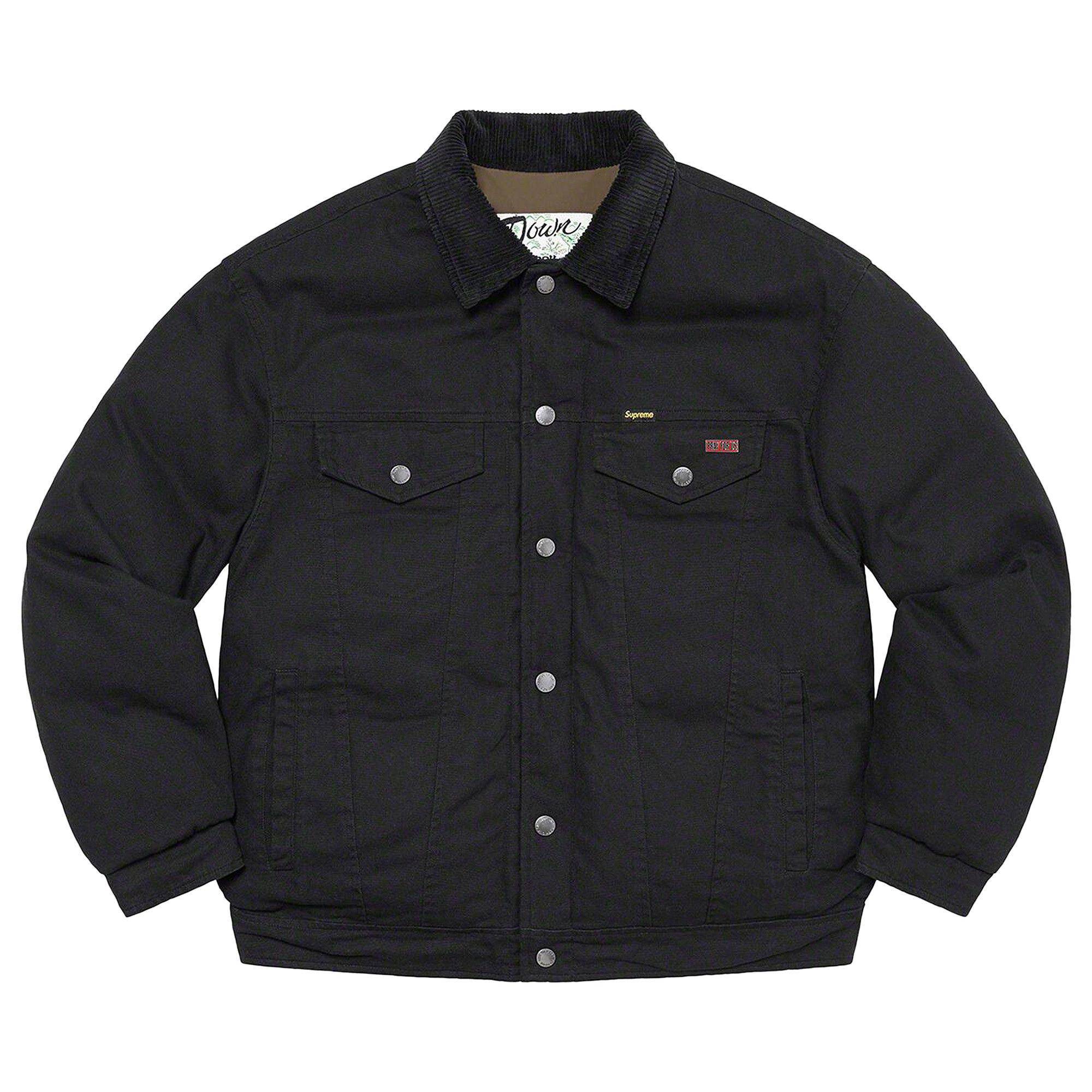 Buy Supreme x Schott Canvas Down Trucker Jacket 'Black' - FW22J95