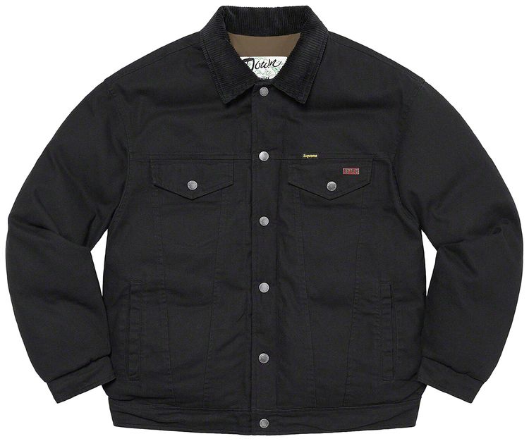 Supreme x Schott Canvas Down Trucker Jacket Black