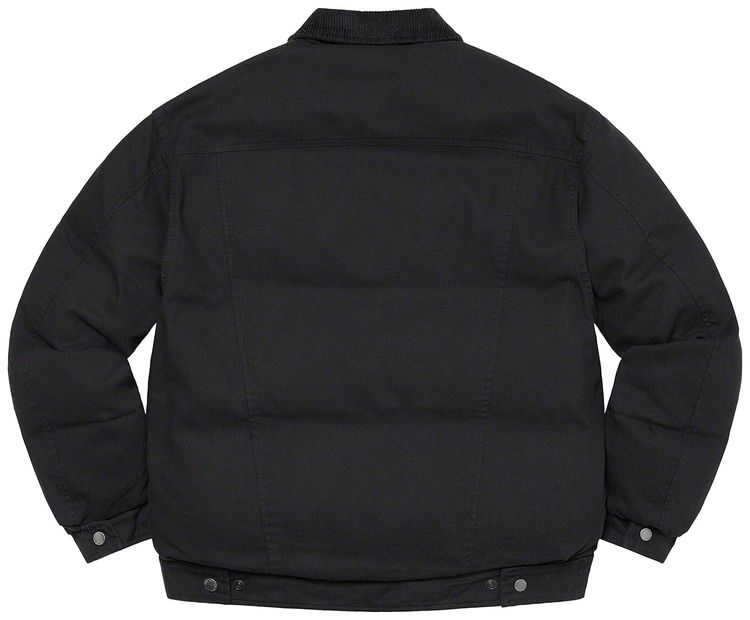 Supreme x Schott Canvas Down Trucker Jacket Black