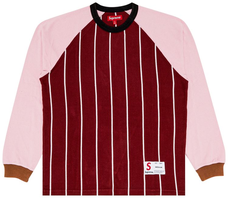 Supreme Stripe Raglan Long Sleeve Top Maroon
