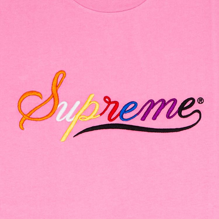 Supreme Cursive Short Sleeve Top Pink