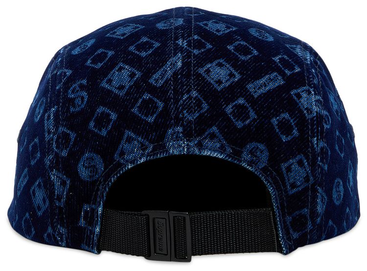 Supreme Flocked Denim Camp Cap Blue