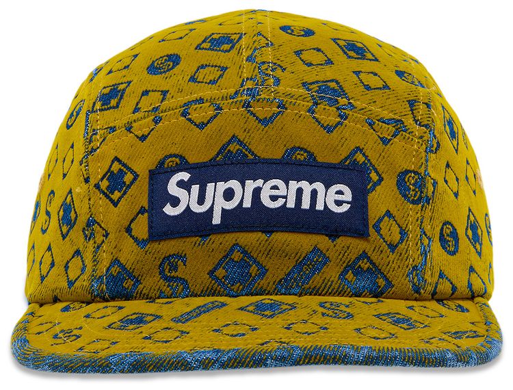 Supreme Flocked Denim Camp Cap Mustard