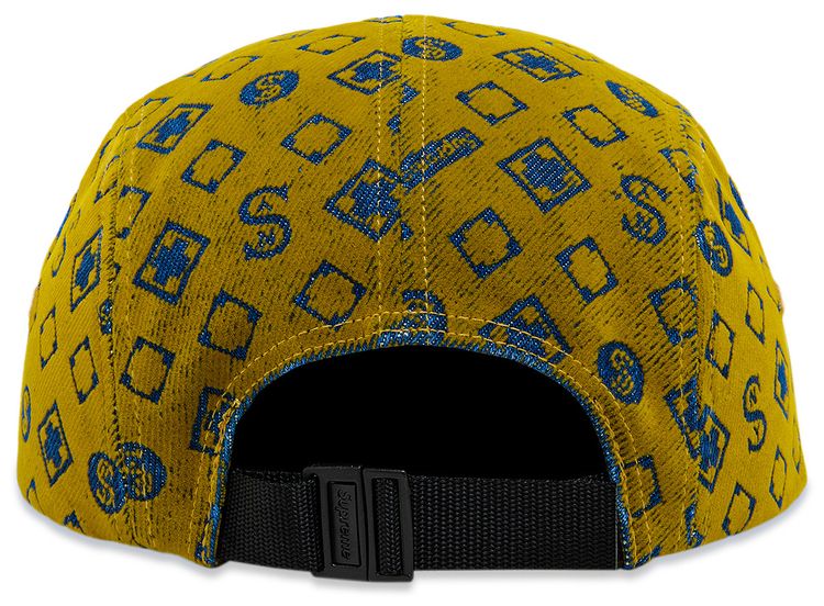 Supreme Flocked Denim Camp Cap Mustard