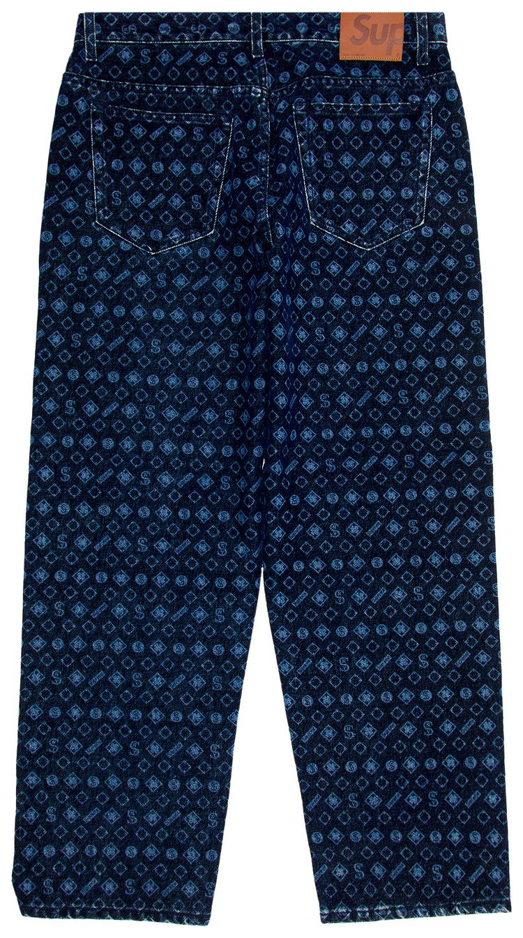 Supreme Flocked Loose Fit Jean Blue