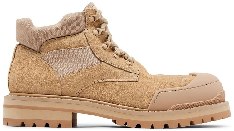 Marni Suede Patchy Combat Boot Gold Sand