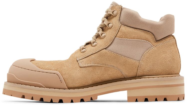 Marni Suede Patchy Combat Boot Gold Sand