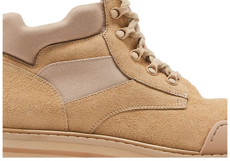 Marni Suede Patchy Combat Boot Gold Sand