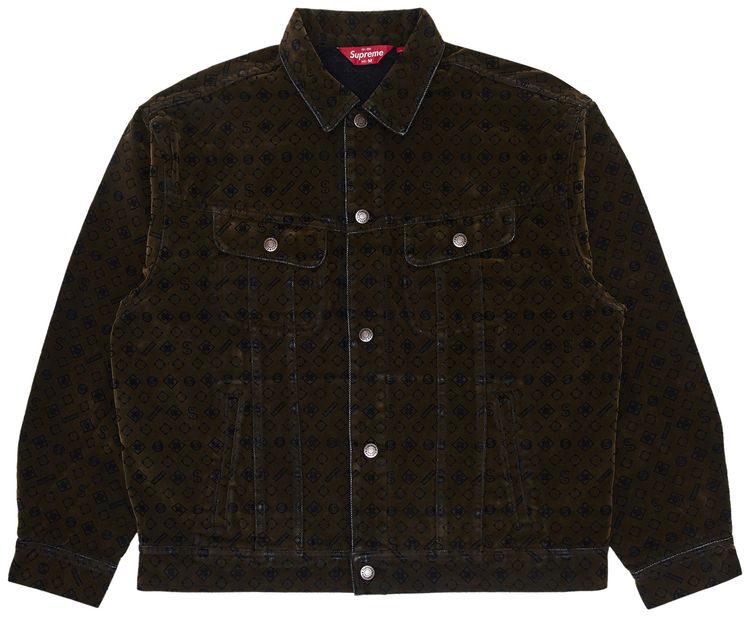 Supreme Flocked Denim Trucker Jacket Black