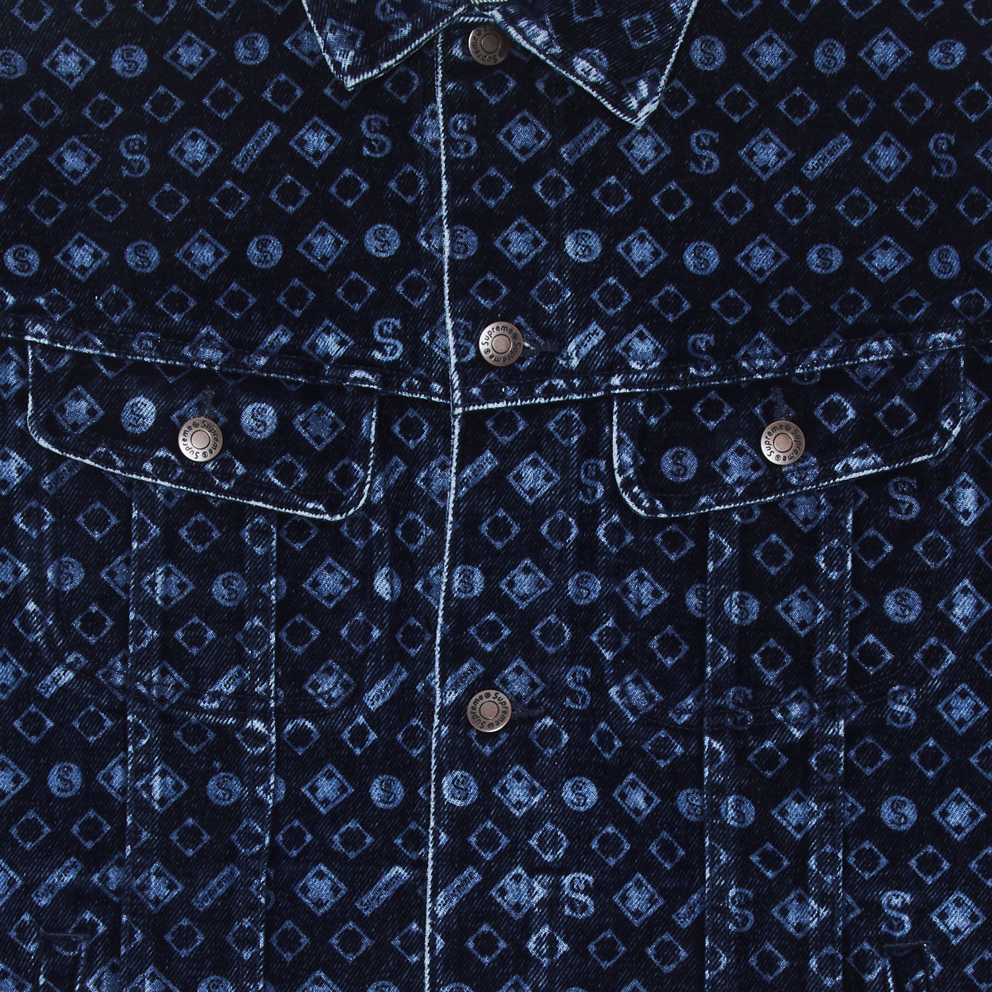 Buy Supreme Flocked Denim Trucker Jacket 'Blue' - FW24J81