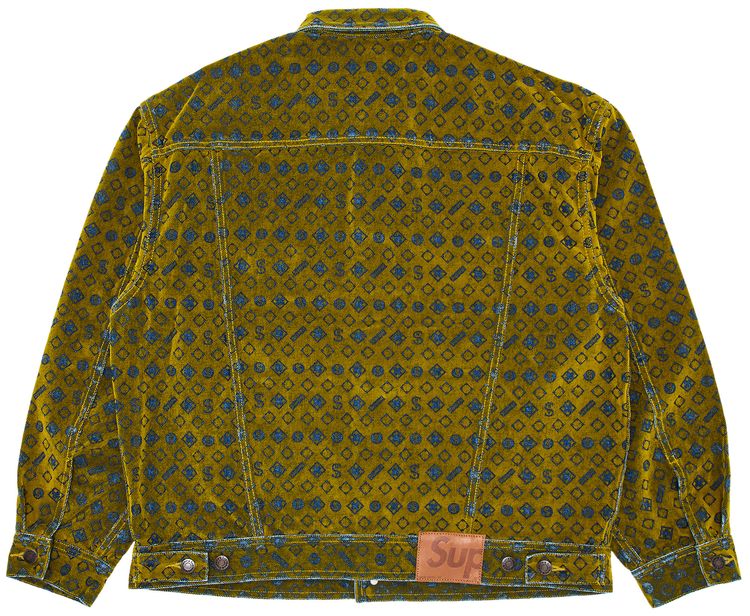 Supreme Flocked Denim Trucker Jacket Mustard