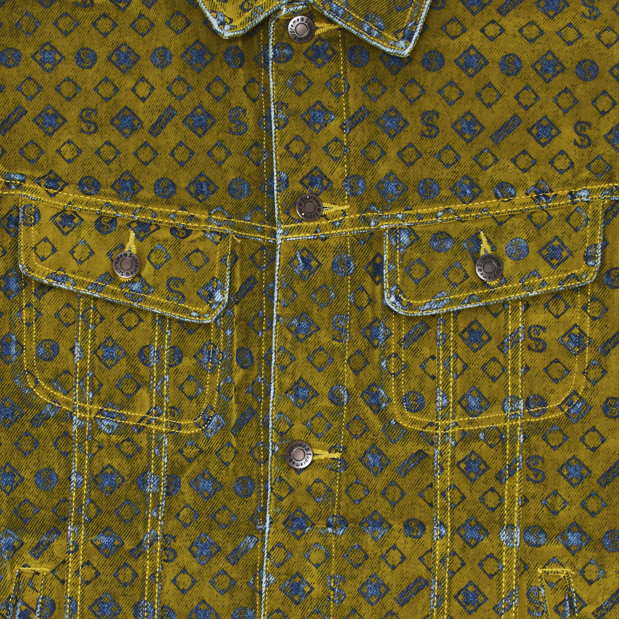 Buy Supreme Flocked Denim Trucker Jacket 'Mustard' - FW24J81