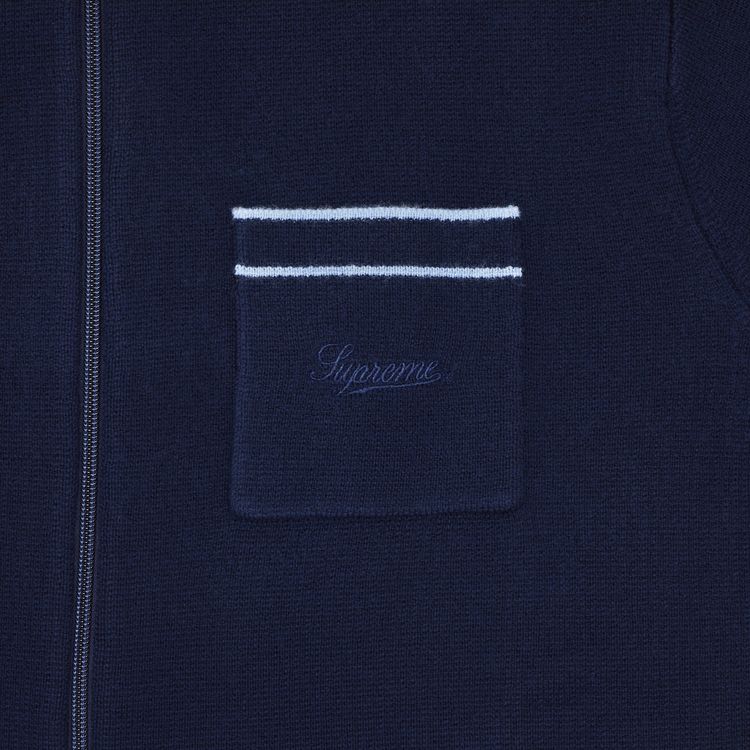 Supreme Zip Up Polo Sweater Navy