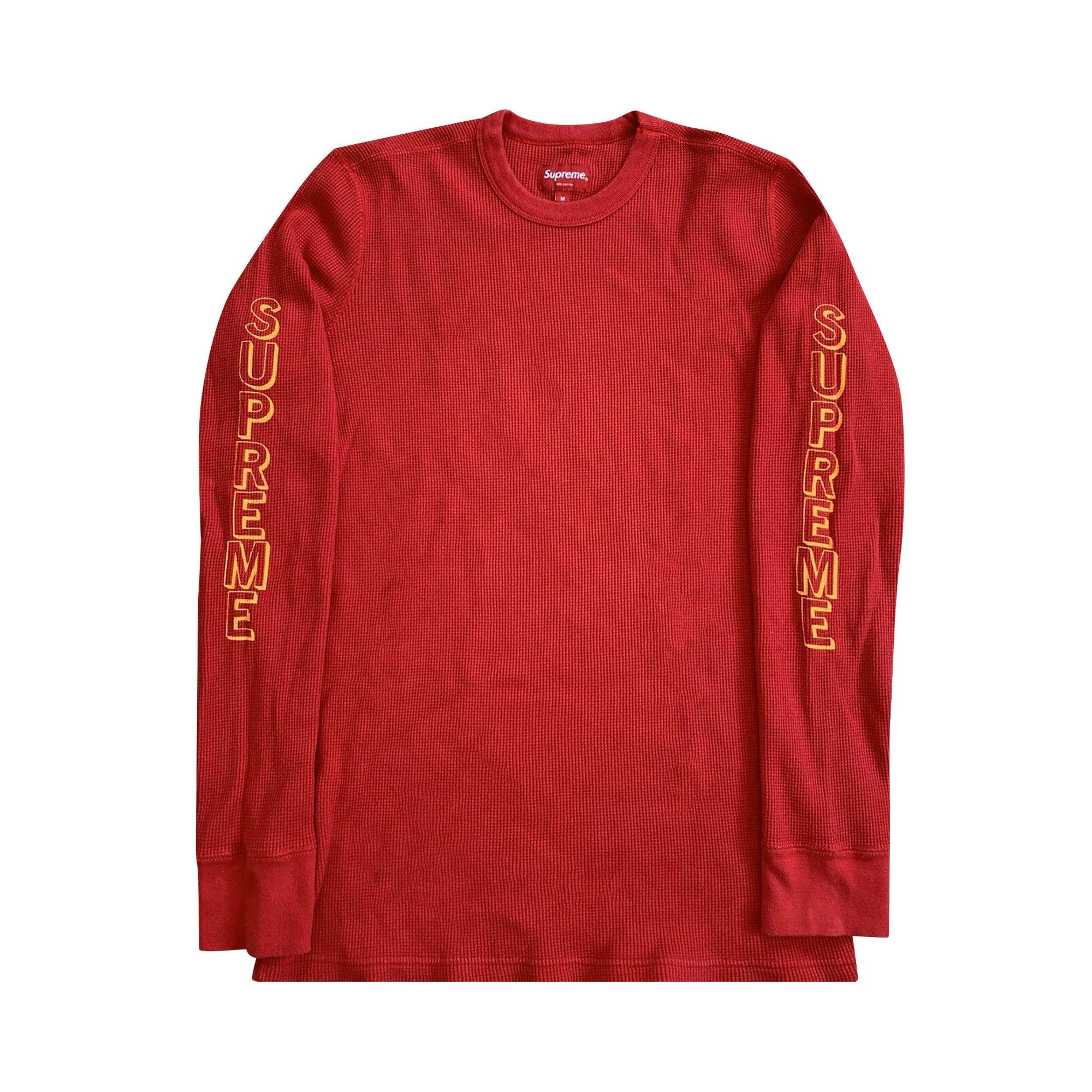 Buy Supreme Logo Thermal Long Sleeve Shirt 'Red' - FW150107 RED | GOAT