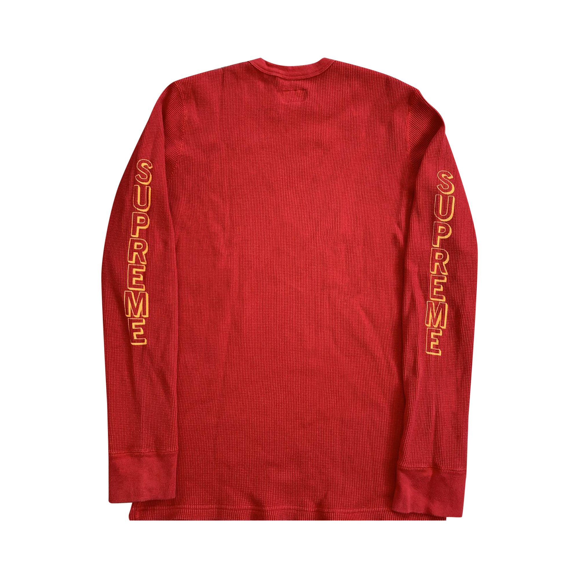 Buy Supreme Logo Thermal Long Sleeve Shirt 'Red' - FW150107 RED | GOAT