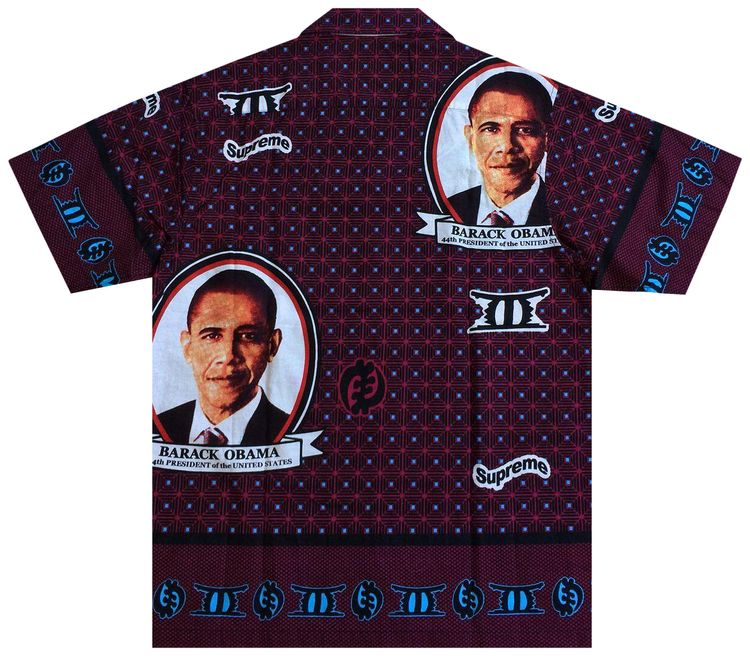 Supreme Obama Button Up Shirt Maroon