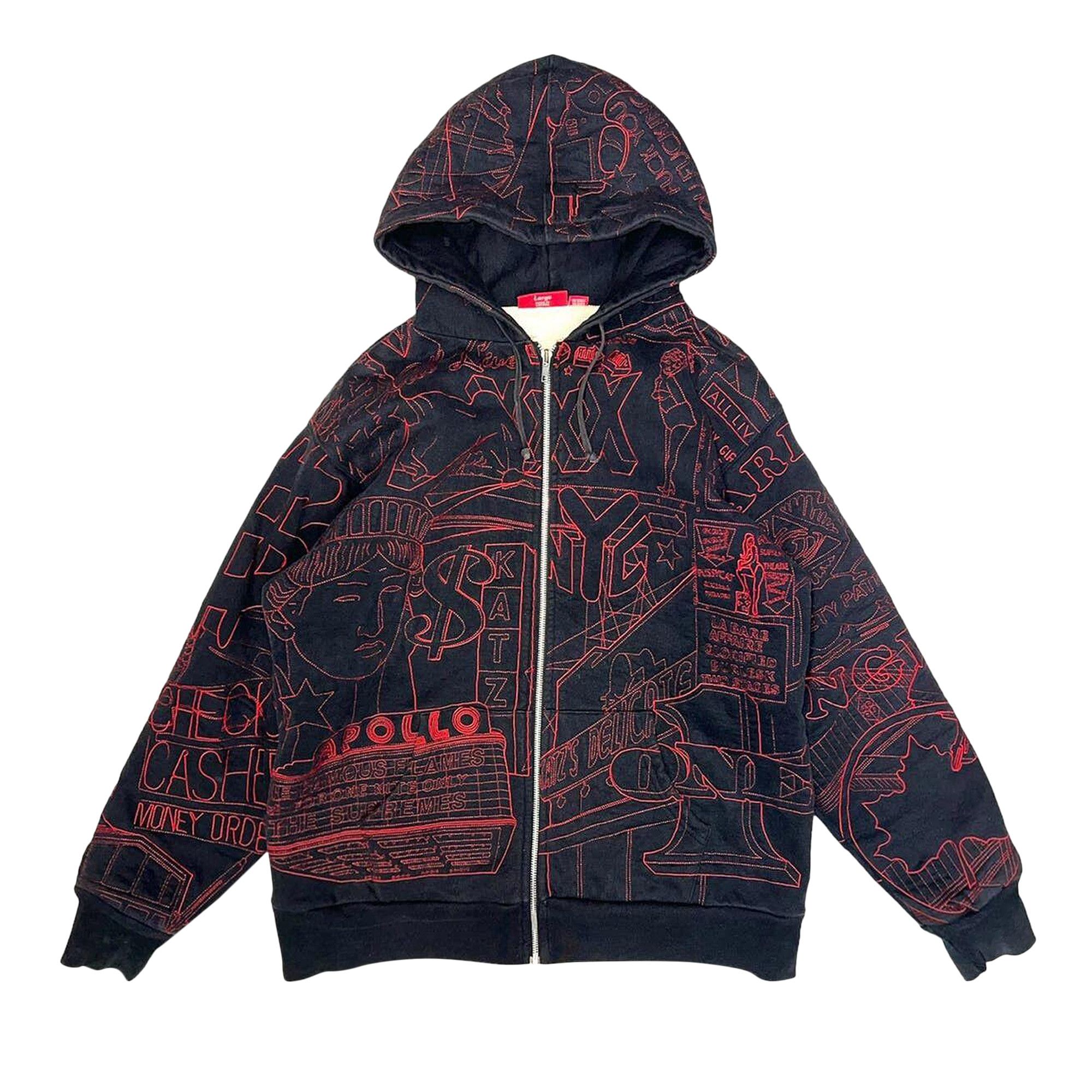 Buy Supreme Uptown Apollo Liberty Thermal Zip Up Hoodie Black FW080106 BLACK GOAT