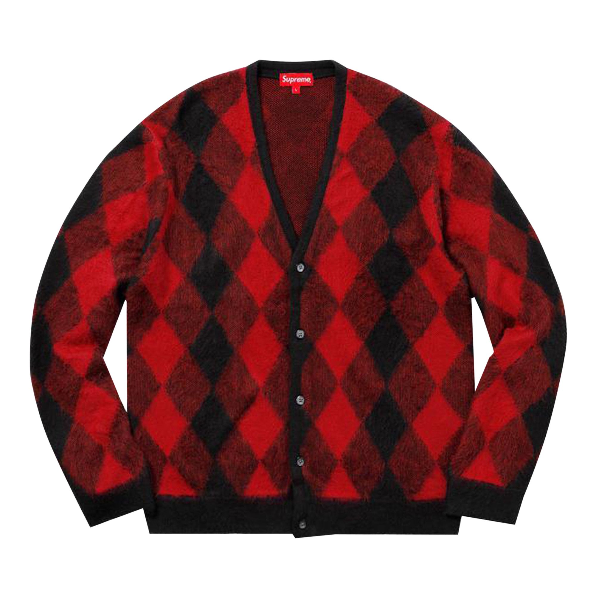 トップス 18ss Supreme Brushed Argyle Cardigan M Buy Supreme Brushed Argyle Cardigan 'Red' - SS180121 RED | GOAT CA