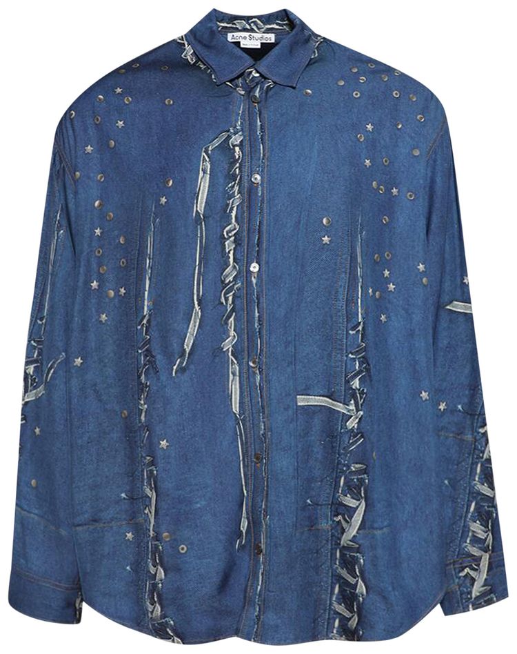 Acne Studios Trompe LOeil Denim Shirt Navy Multicolor